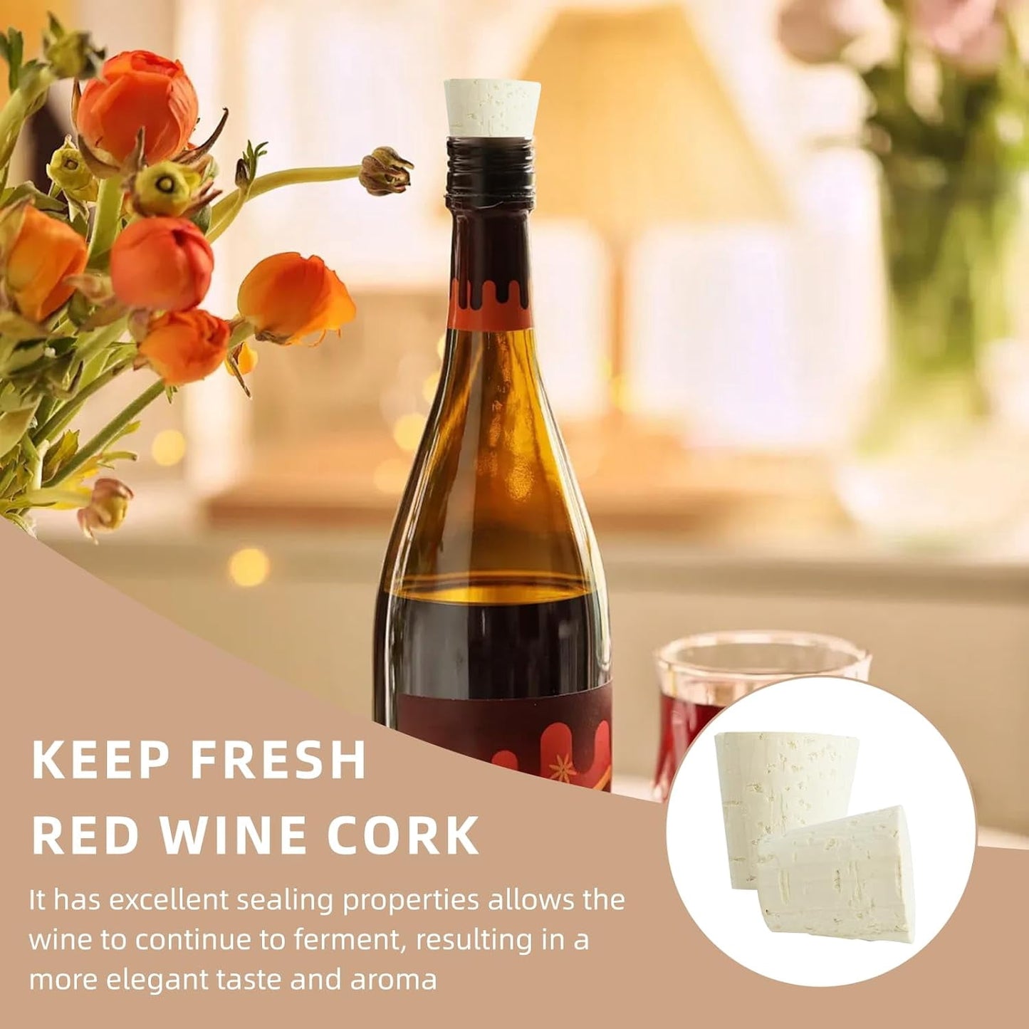 Tutuviw 2 Pcs Carboy Cork Stopper Glass Carboy Cap for 1, 3, 5, 6 Gallon Glass Water Jug 1 x 1.5 x 1.6 Inches Soft Cork Plug Wood Tapered Fermentation Cap Cork Stoppers