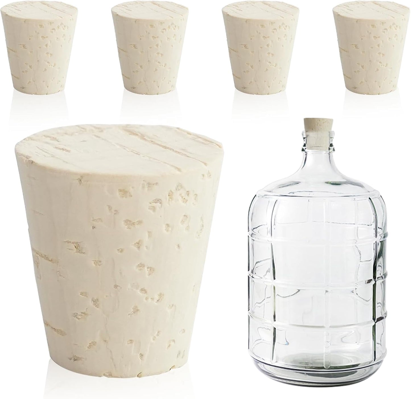 Tutuviw 2 Pcs Carboy Cork Stopper Glass Carboy Cap for 1, 3, 5, 6 Gallon Glass Water Jug 1 x 1.5 x 1.6 Inches Soft Cork Plug Wood Tapered Fermentation Cap Cork Stoppers