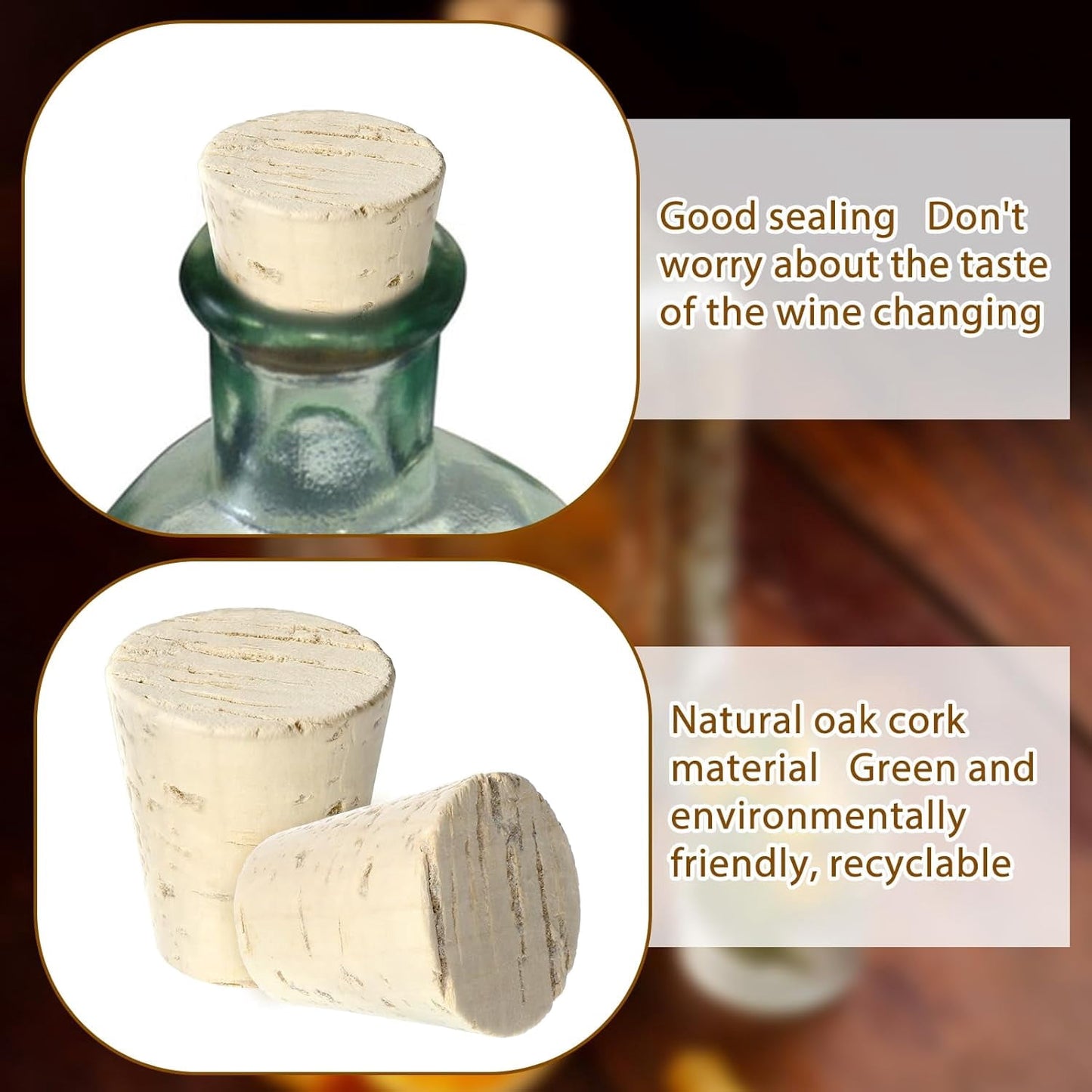 Tutuviw 2 Pcs Carboy Cork Stopper Glass Carboy Cap for 1, 3, 5, 6 Gallon Glass Water Jug 1 x 1.5 x 1.6 Inches Soft Cork Plug Wood Tapered Fermentation Cap Cork Stoppers