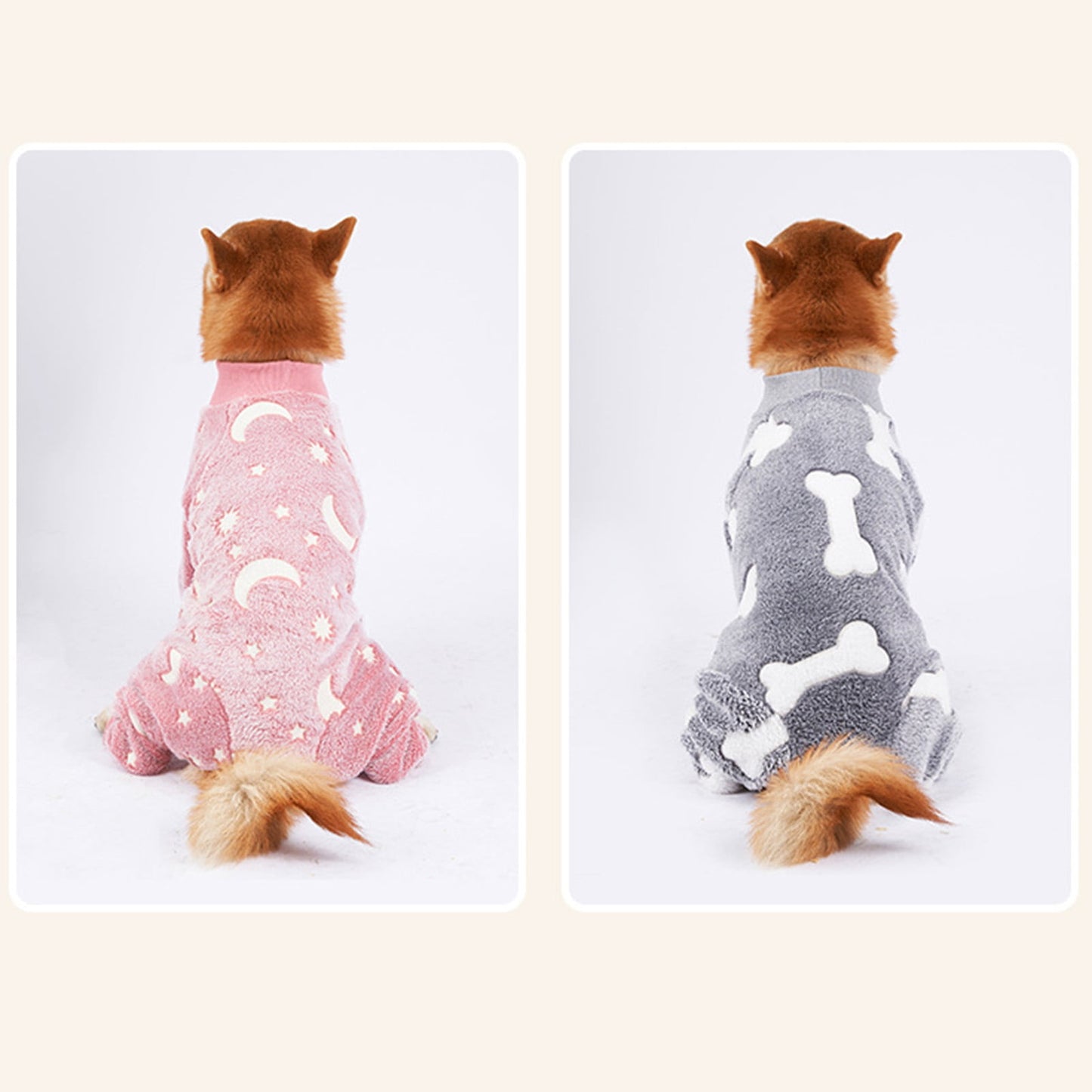 Bobasndm Turtleneck Dog Clothes Pajamas,Autumn Winter Dog Jumpsuit Coat,Winter Soft Warm Flannel Pajamas Jumpsuit for Medium Large Dog L Grey