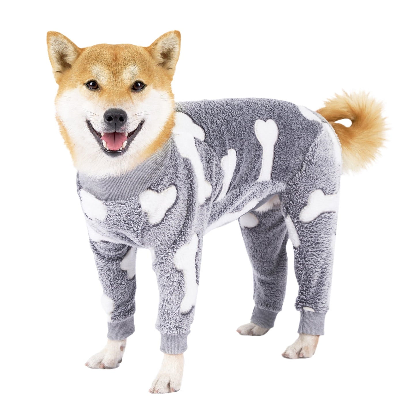 Bobasndm Turtleneck Dog Clothes Pajamas,Autumn Winter Dog Jumpsuit Coat,Winter Soft Warm Flannel Pajamas Jumpsuit for Medium Large Dog 3XL Grey
