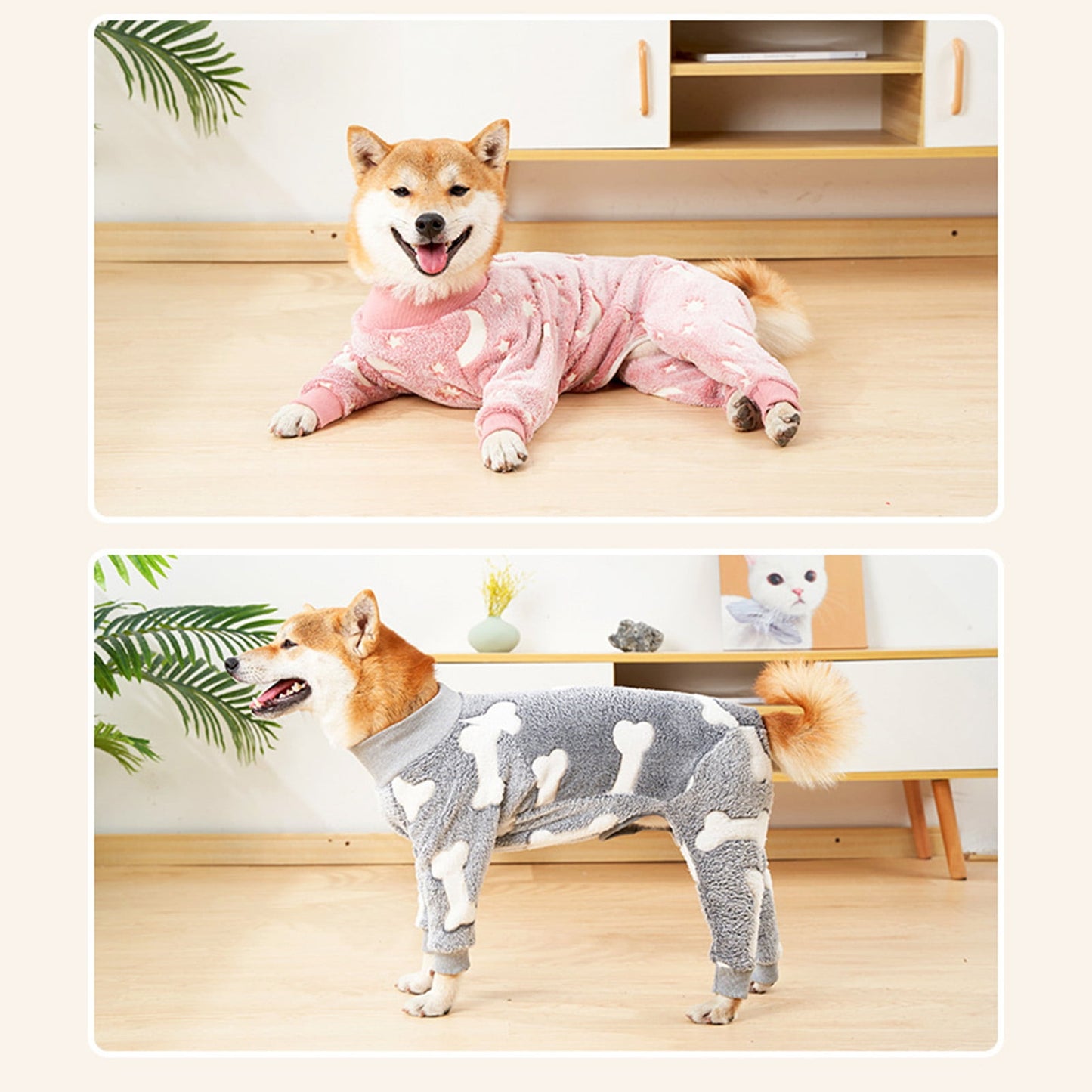 Bobasndm Turtleneck Dog Clothes Pajamas,Autumn Winter Dog Jumpsuit Coat,Winter Soft Warm Flannel Pajamas Jumpsuit for Medium Large Dog L Pink