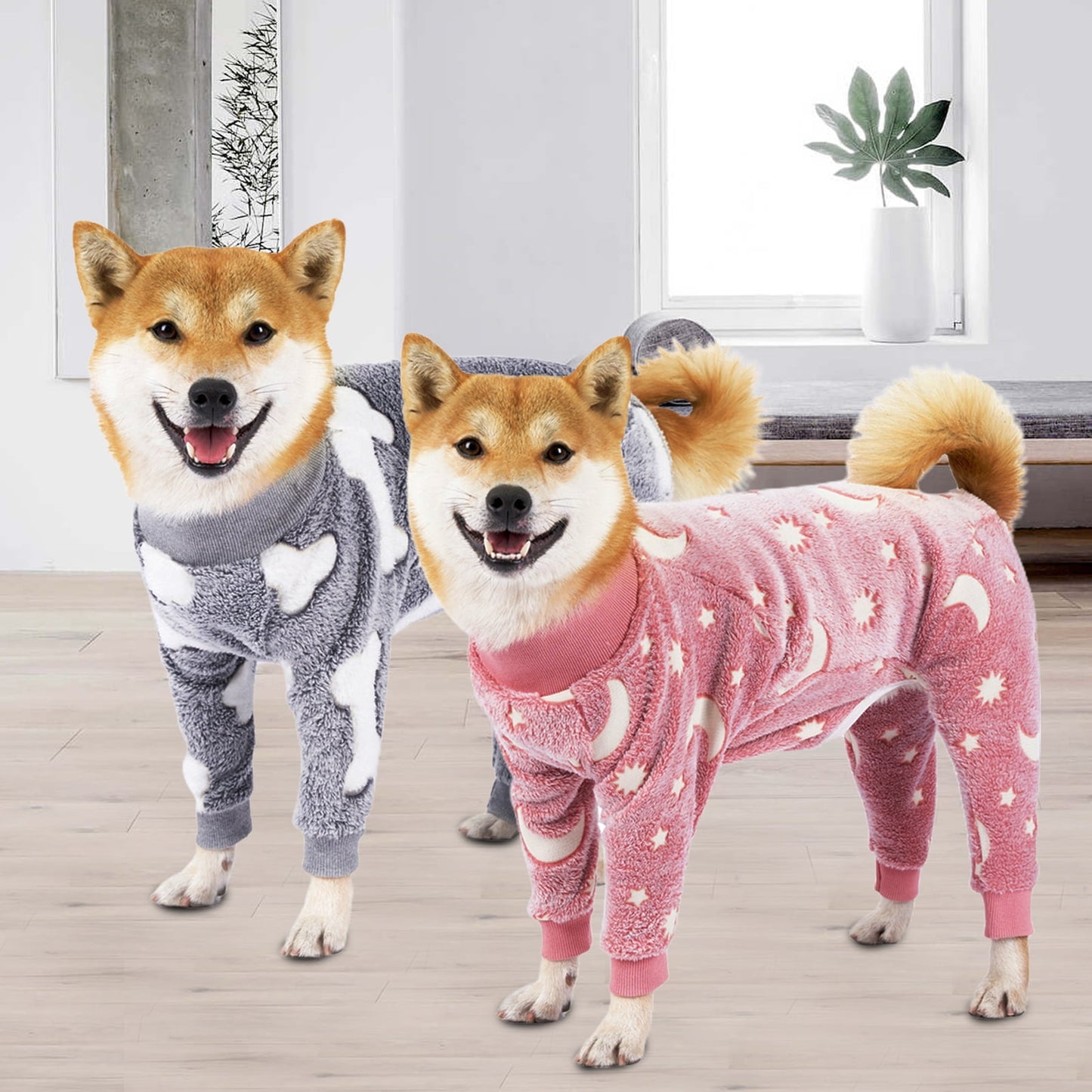 Bobasndm Turtleneck Dog Clothes Pajamas,Autumn Winter Dog Jumpsuit Coat,Winter Soft Warm Flannel Pajamas Jumpsuit for Medium Large Dog 2XL Pink