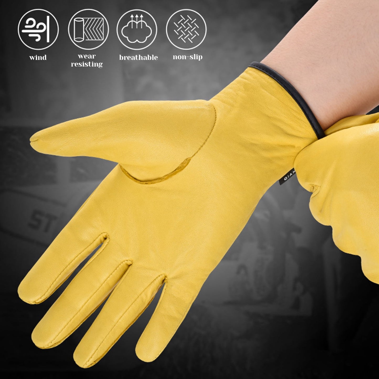 RABBITH Upgrade Leather Working Gloves Work Gardening Gloves Thorn Proof Garden Building Heavy Duty Utility Gripper Men Women M