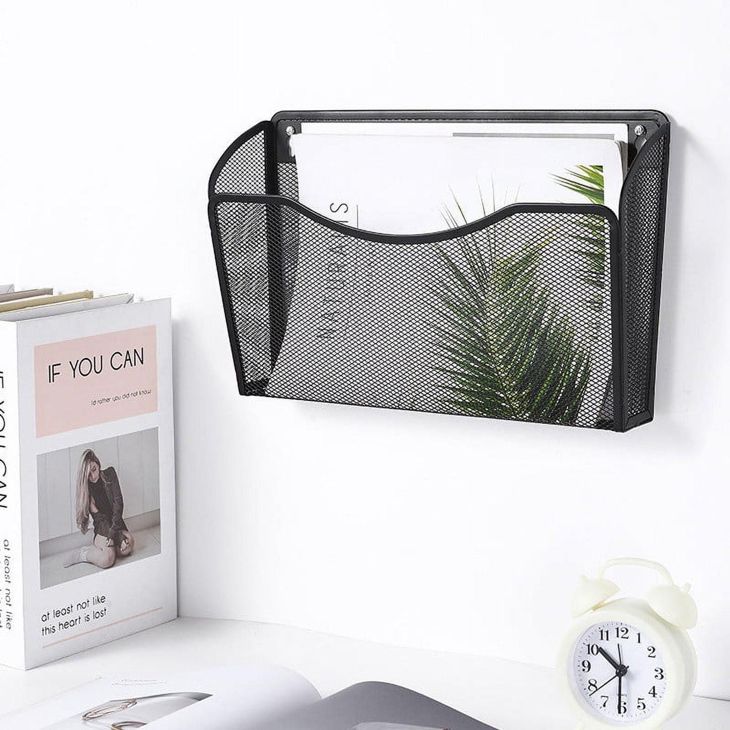 Tutuviw Wall Mount File Organizer Metal Letter Size Black