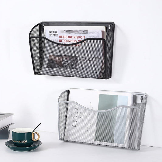 Tutuviw Wall Mount File Organizer Metal Letter Size, Black Silver
