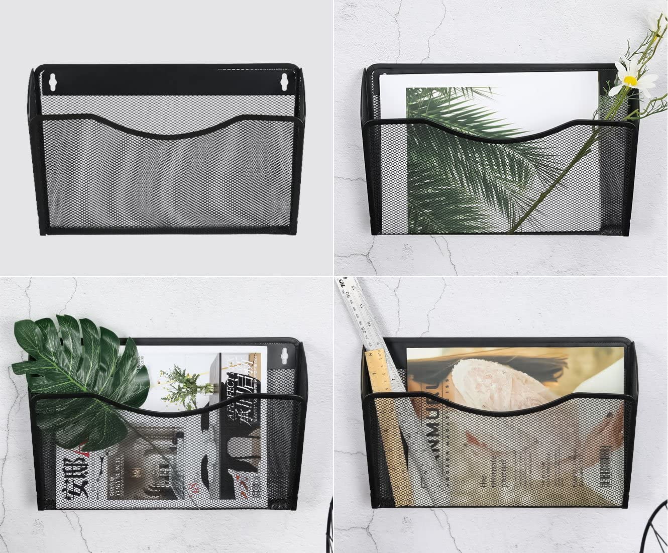 Tutuviw Wall Mount File Organizer Metal Letter Size, Black Silver