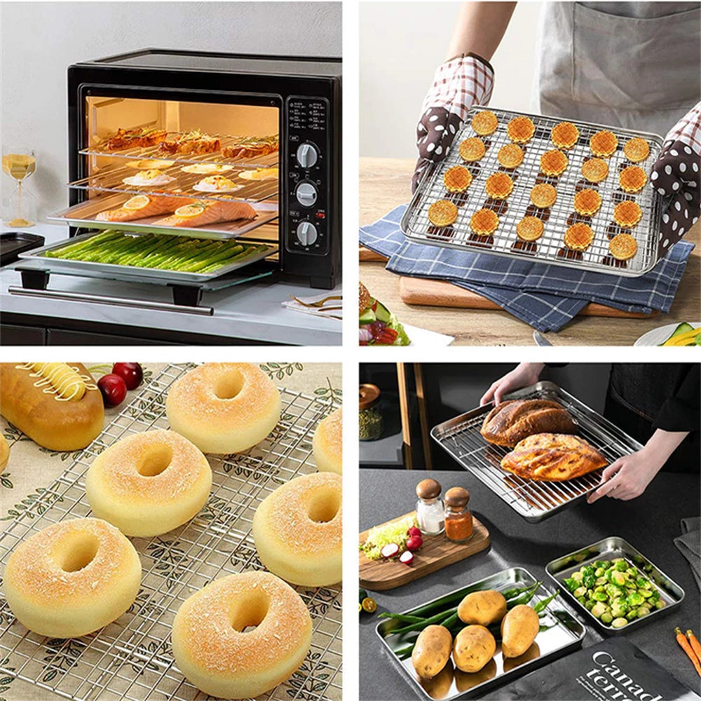 Baking Sheet With Cooling Rack, Half Sheet Pan With Wire Rack Set, Oven Baking Tray and Rack Set,15.75x11.8inch,Non Toxic & Easy Clean,Heavy Duty 10"
