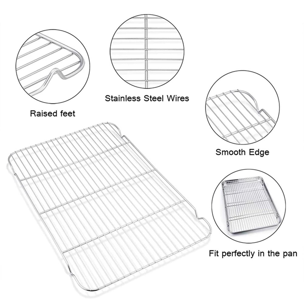 Baking Sheet With Cooling Rack, Half Sheet Pan With Wire Rack Set, Oven Baking Tray and Rack Set,15.75x11.8inch,Non Toxic & Easy Clean,Heavy Duty 12"