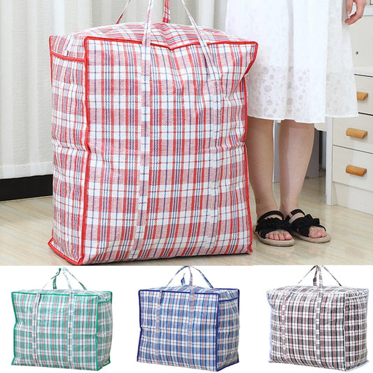 Dream Lifestyle Large Capacity Storage Bags, Large Checkered Storage Laundry Bag with Zipper & Handles for Shopping Moving Travel Green