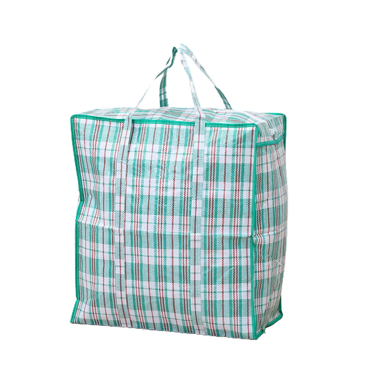 Dream Lifestyle Large Capacity Storage Bags, Large Checkered Storage Laundry Bag with Zipper & Handles for Shopping Moving Travel Green