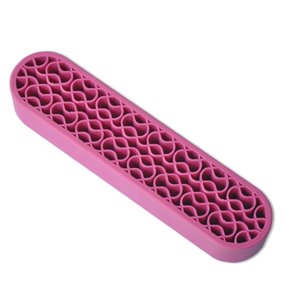 Bueautybox Makeup Beauty Brush Holder Organizer, Lipstick Holder Case Silicone Nail Polish Storage Rack Professional Cosmetic Display Box Pink