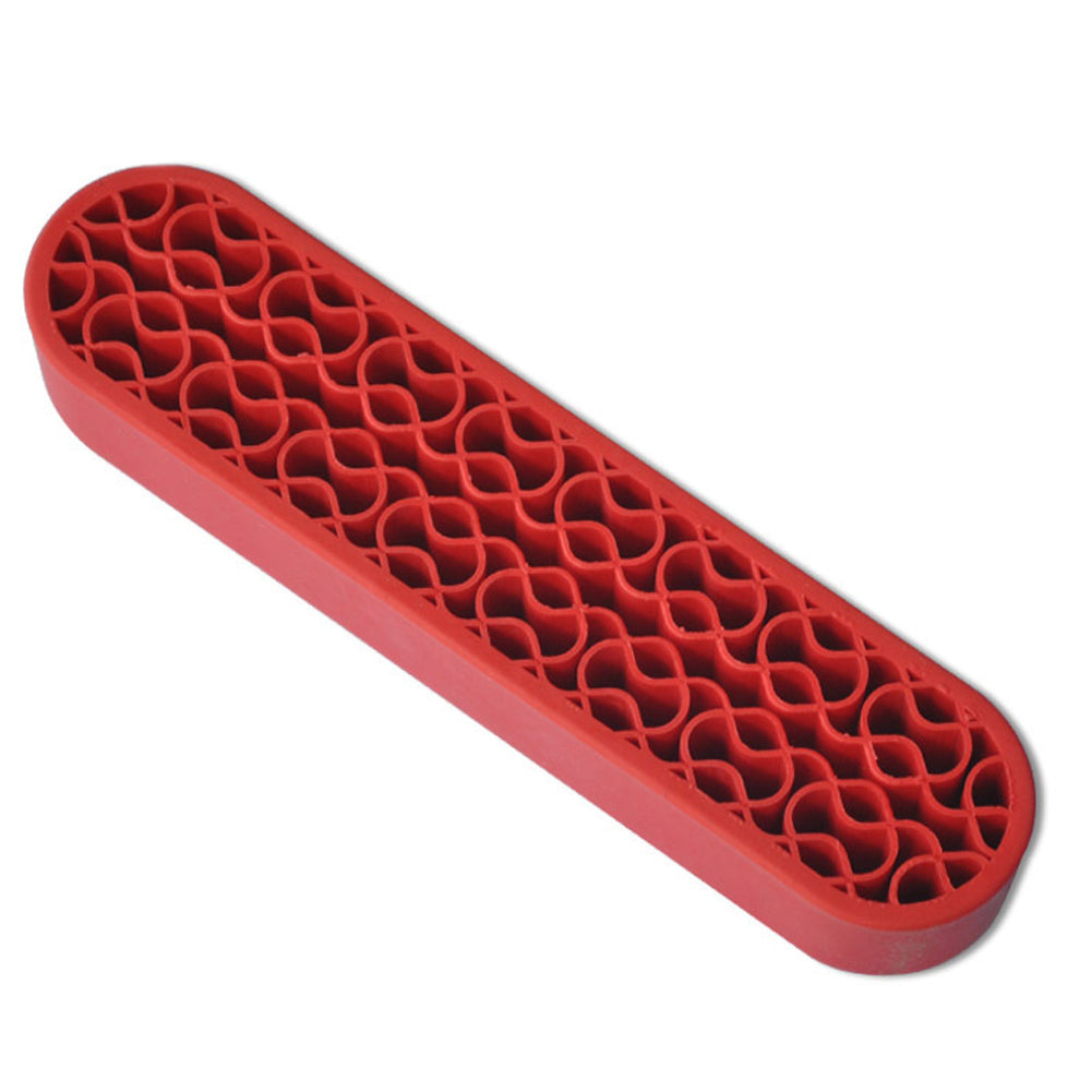 Bueautybox Makeup Beauty Brush Holder Organizer, Lipstick Holder Case Silicone Nail Polish Storage Rack Professional Cosmetic Display Box Red