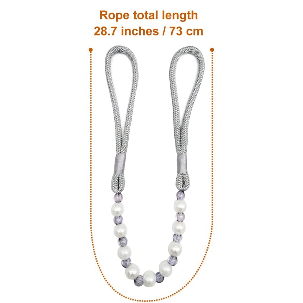 Visland 2 Pack Acrylic Pearl Curtain Tie Backs Curtain Hooks, Elegant Beads Curtain Rope Straps, Decorative Holdbacks Curtain Holders, 29in Red