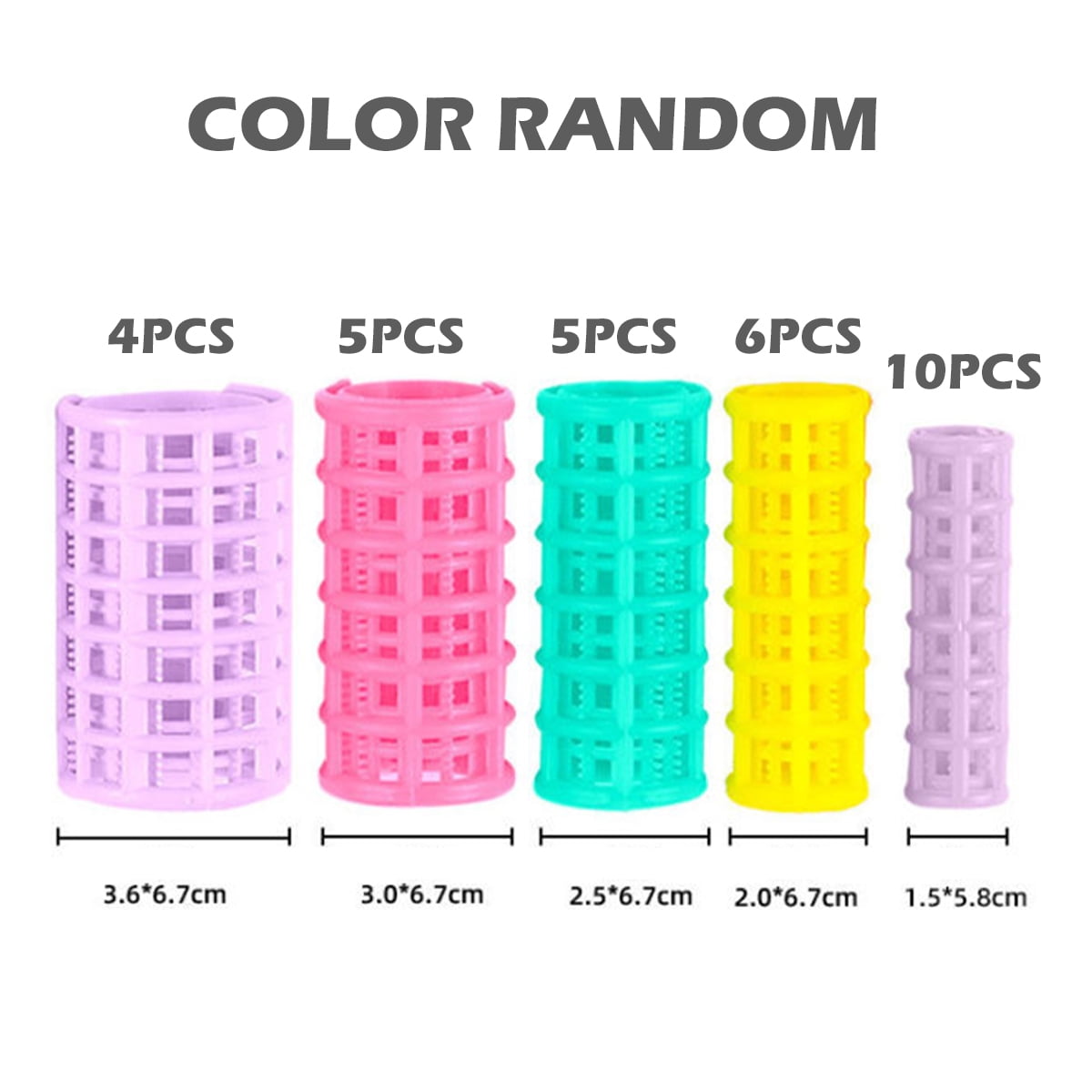 CIYAPED 30 Pieces Plastic Hair Rollers Curlers Snap Rollers Self Grip Rollers Hairdressing Curlers No Heat Hair Curlers for DIY Hairdressing Hair Salon Hair Barber Yellow/Green/Red/Purple