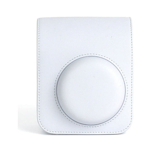For Instax Mini 12 Camera Case PU Leather Soft Silicone Cover Bag for Fujifilm Polaroid Film Camera Bag w/Shoulder Strap Jasmine white
