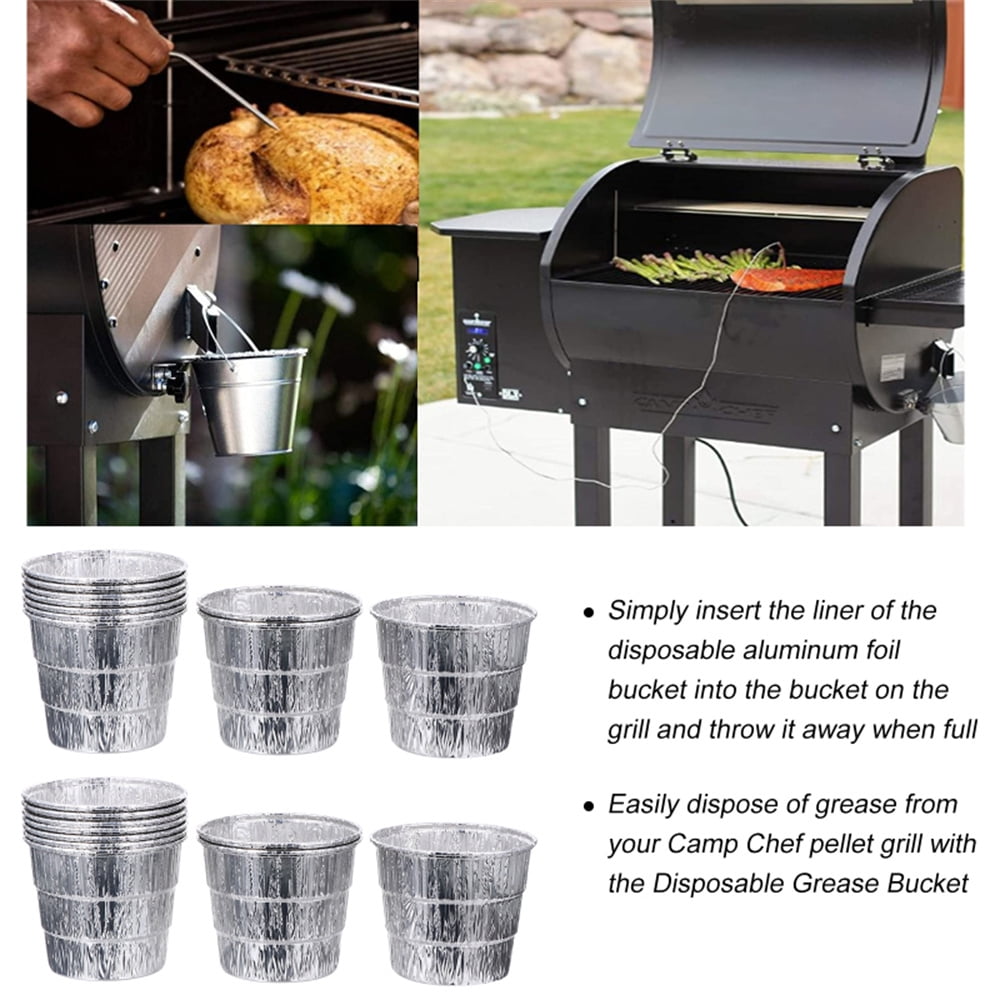 12 Pack Disposable Drip Grease Bucket Liners, Grill Drip Tray, Disposable Foil Liner for BBQ Drip Bucket