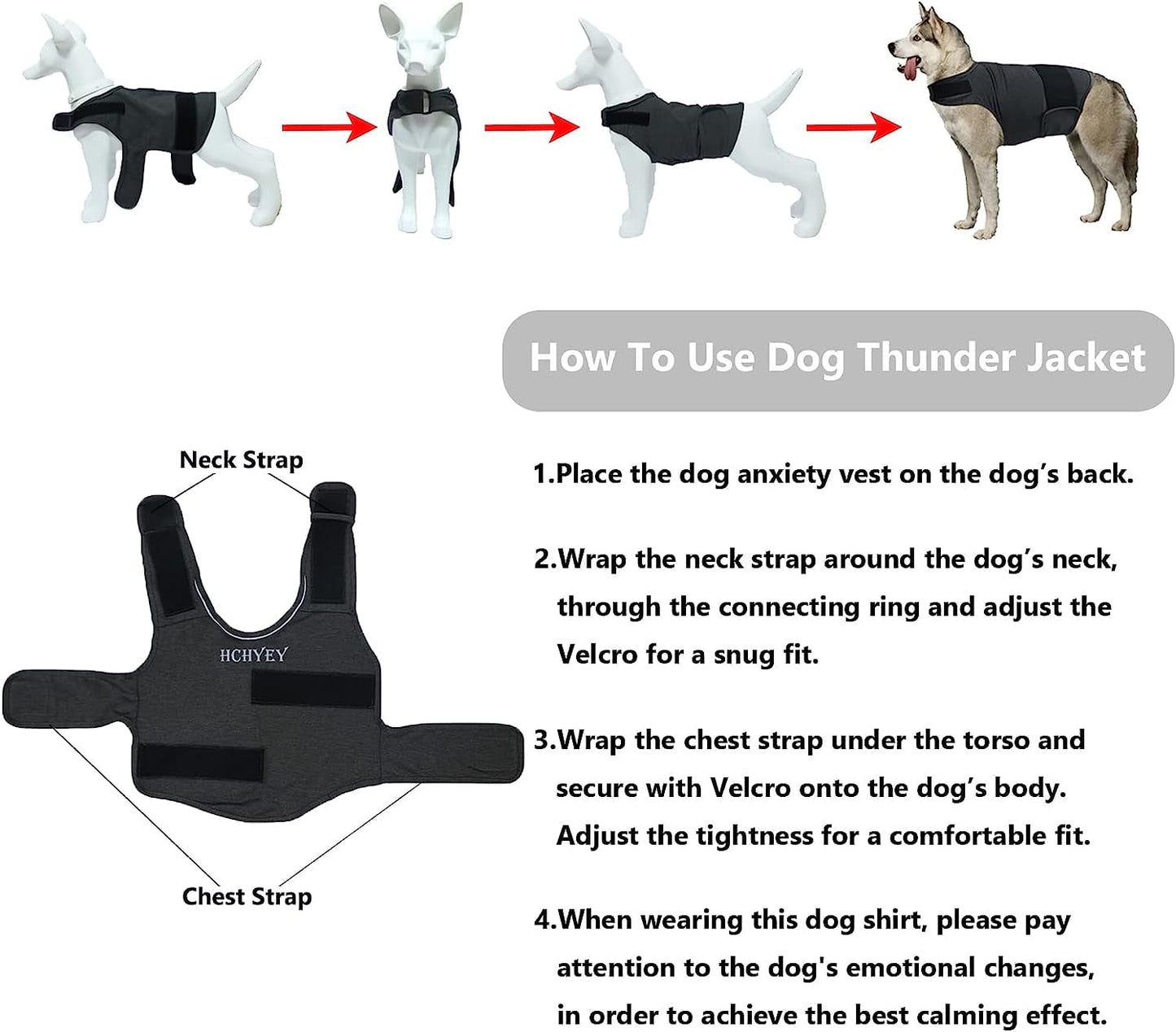Dog Jacket, Skin-Friendly Dog Calming Vest - Dog Shirt for Thunder, Fireworks and Separation - Keep Pet Calm Without Medicine & Training, Anti Anxiety Vest for Dogs S Gray