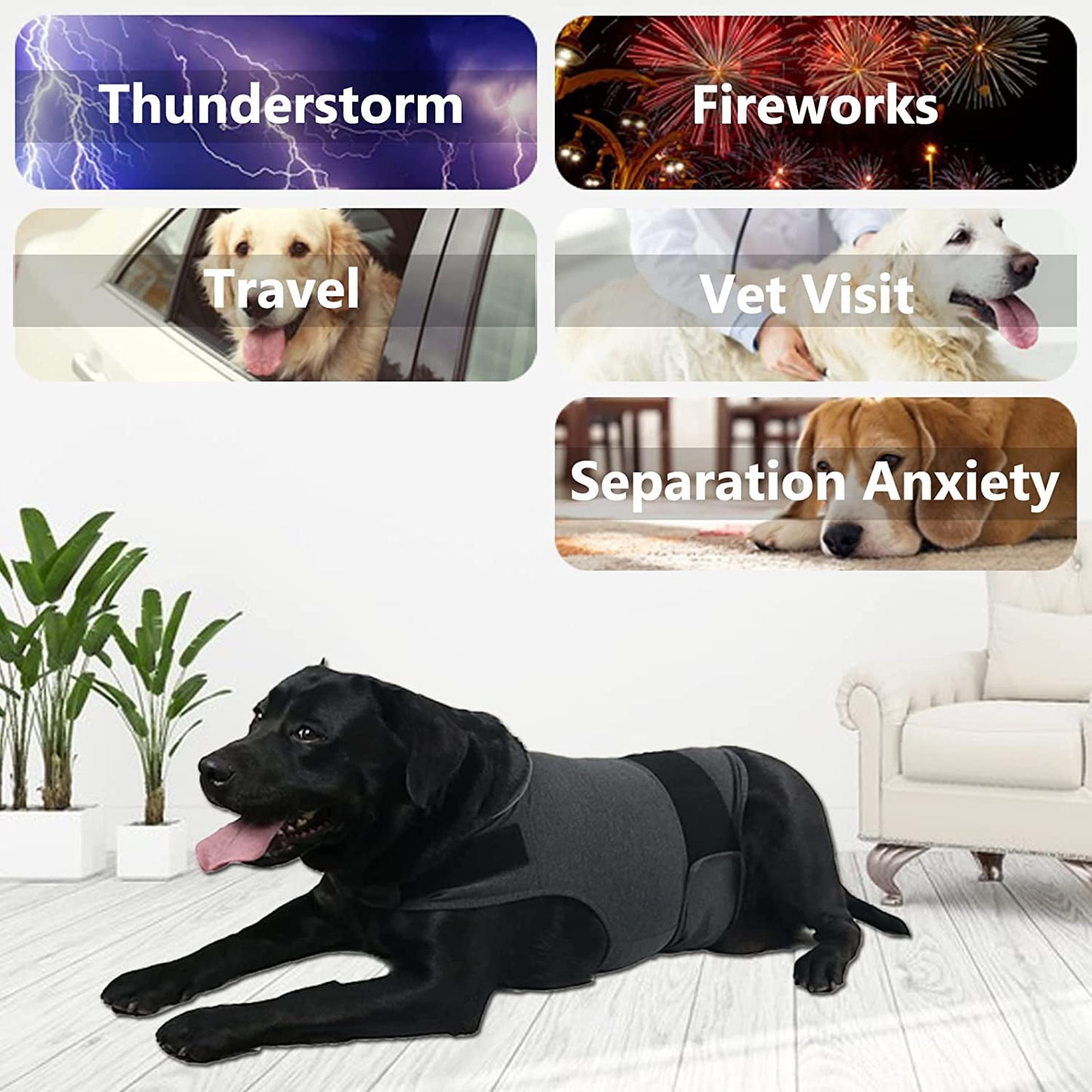 Dog Jacket, Skin-Friendly Dog Calming Vest - Dog Shirt for Thunder, Fireworks and Separation - Keep Pet Calm Without Medicine & Training, Anti Anxiety Vest for Dogs XL Light Grey