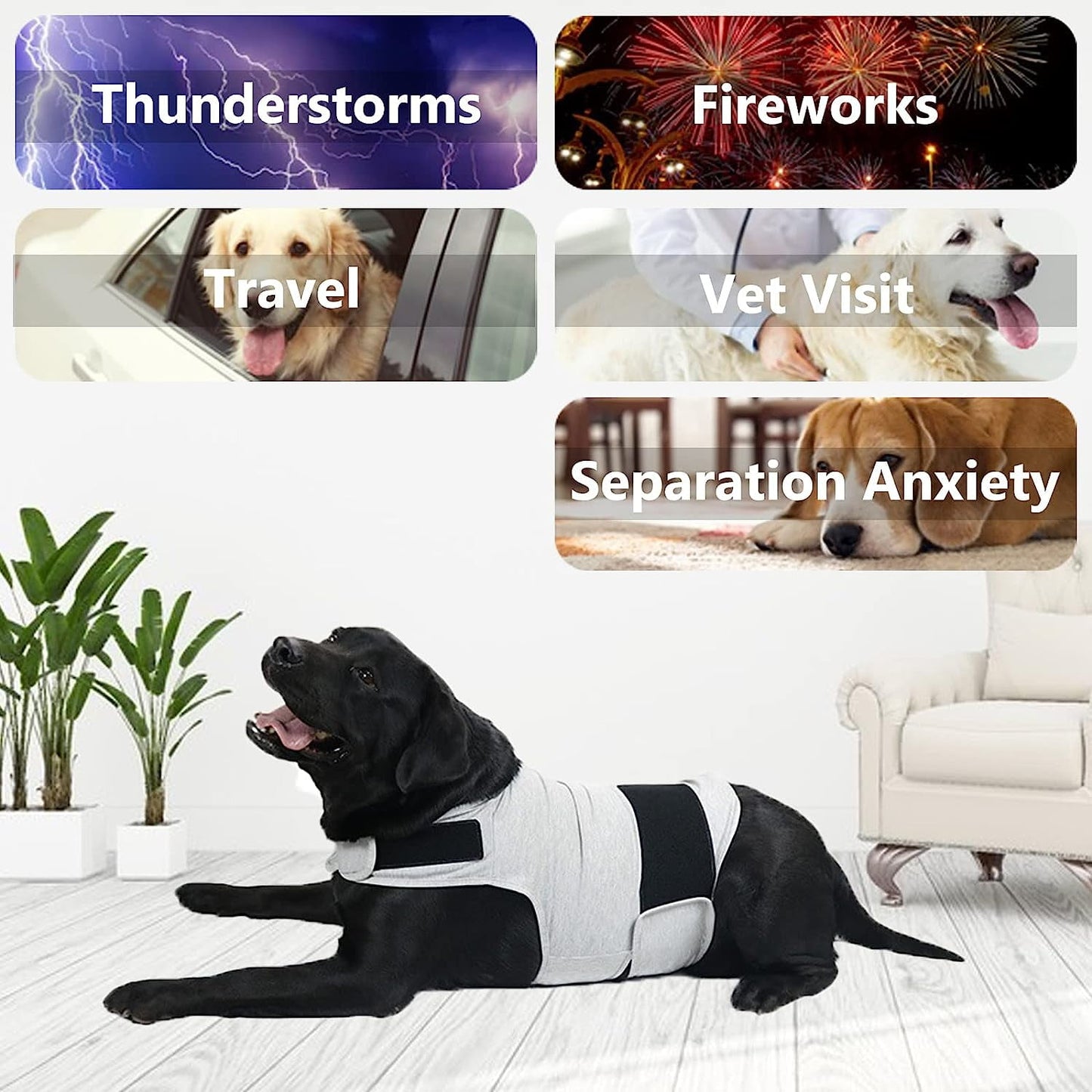 Dog Jacket, Skin-Friendly Dog Calming Vest - Dog Shirt for Thunder, Fireworks and Separation - Keep Pet Calm Without Medicine & Training, Anti Anxiety Vest for Dogs XL Light Grey