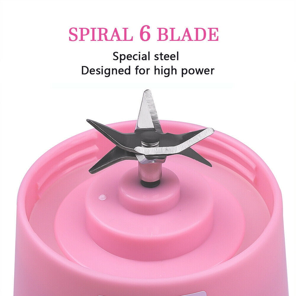 Mini Portable Blender,Smoothies Personal Blender Mini Shakes Juicer Cup USB Rechargeable With 6 blades,White Blue