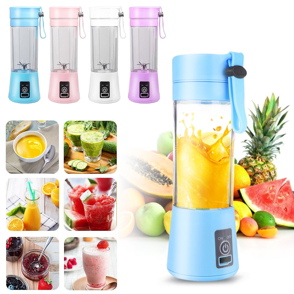Mini Portable Blender,Smoothies Personal Blender Mini Shakes Juicer Cup USB Rechargeable With 6 blades,White Pink