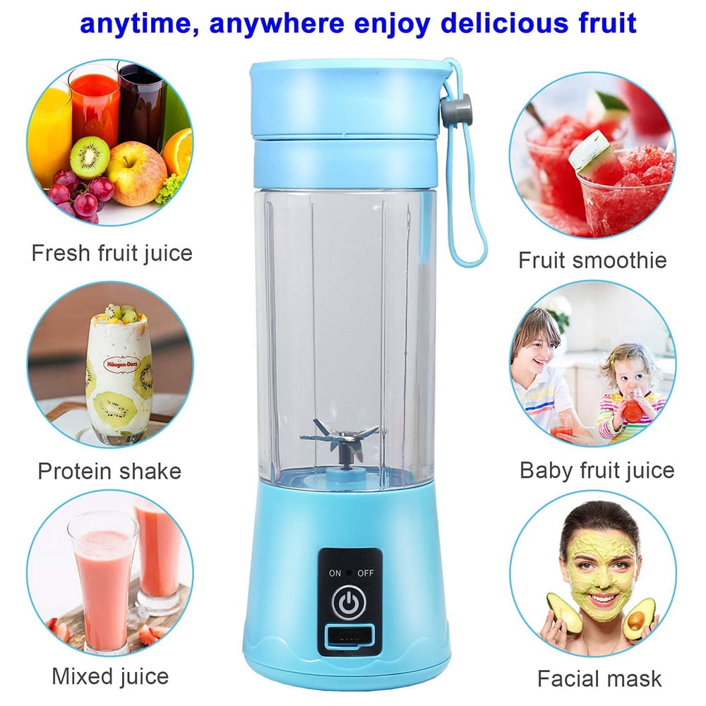 Mini Portable Blender,Smoothies Personal Blender Mini Shakes Juicer Cup USB Rechargeable With 6 blades,White Purple