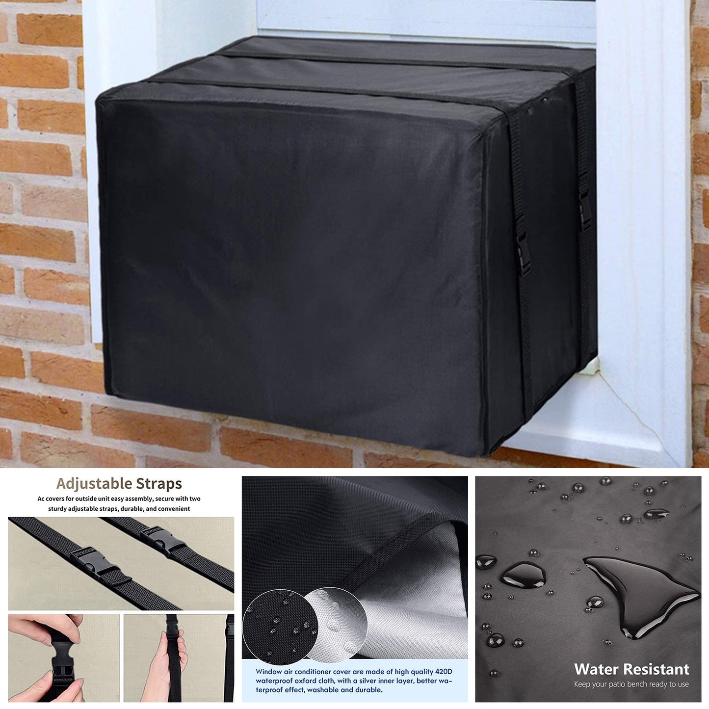 Cheers.US Window Air Conditioner Cover Outdoor, Outside Window AC Unit Cover Black Dust-Proof Waterproof AC Cover Outdoor Window AC Protection Cover XL Beige