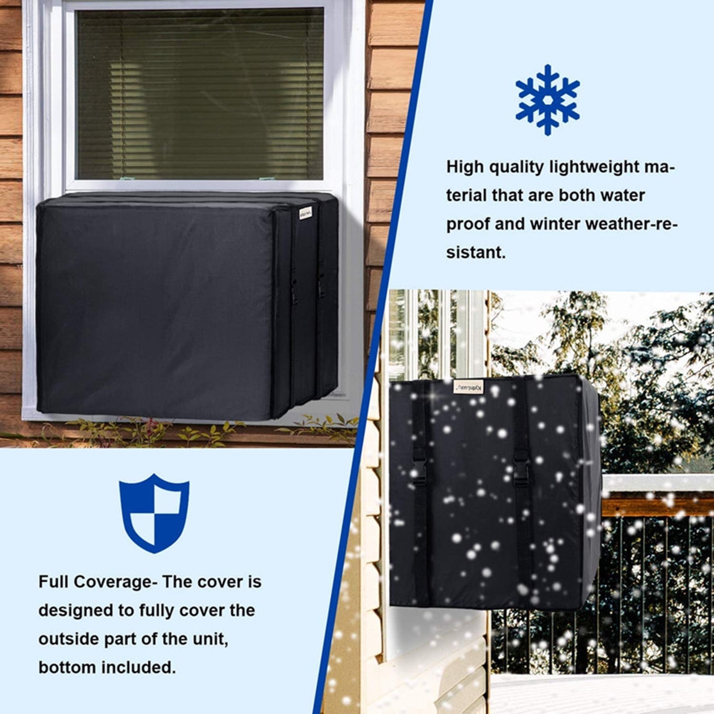 Cheers.US Window Air Conditioner Cover Outdoor, Outside Window AC Unit Cover Black Dust-Proof Waterproof AC Cover Outdoor Window AC Protection Cover L Black