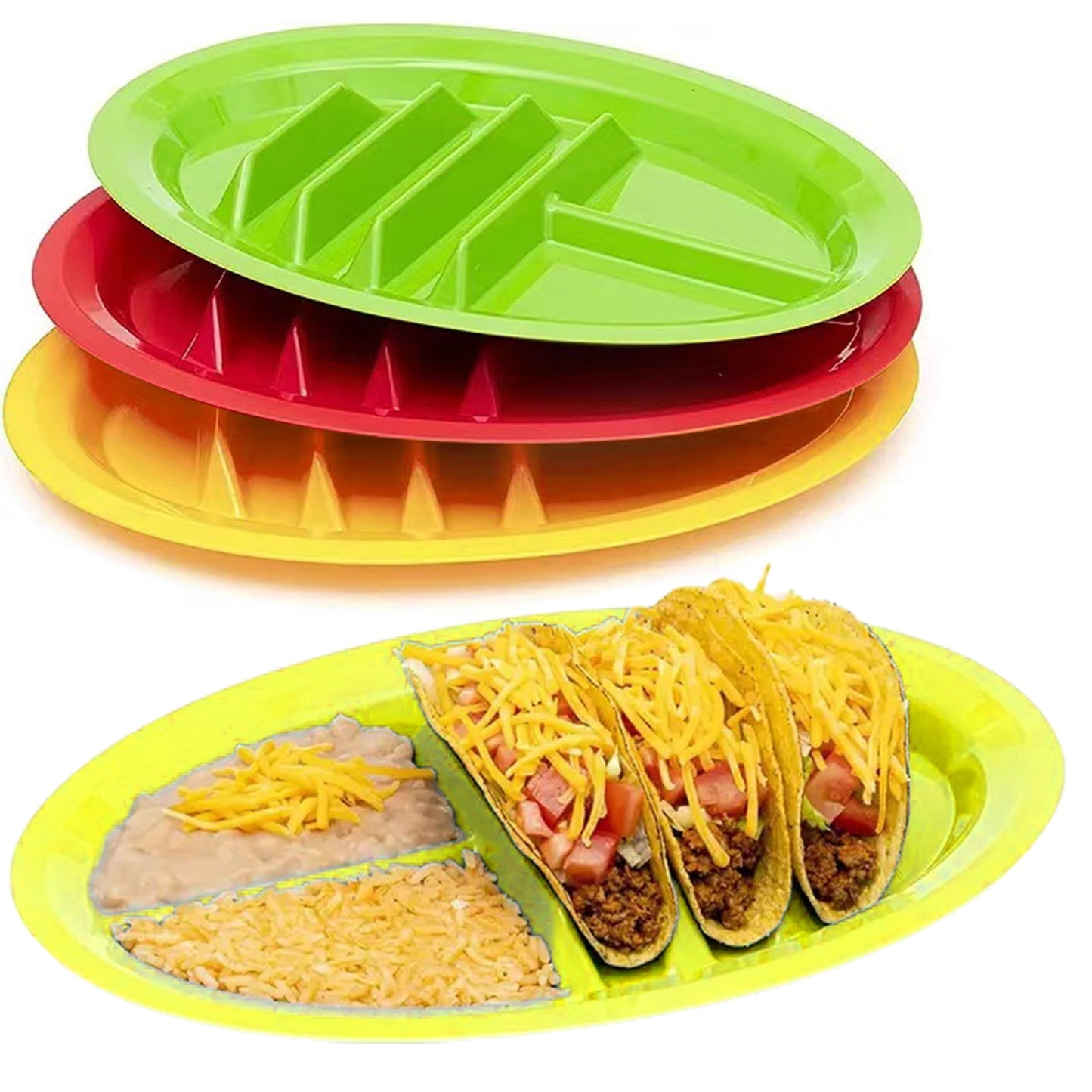 Ludlz Tacos Holder Plate Durable Easy to Clean Mexican Pancakes Corn Hot Dogs Cakes Toasts Food Tray for Home Yellow