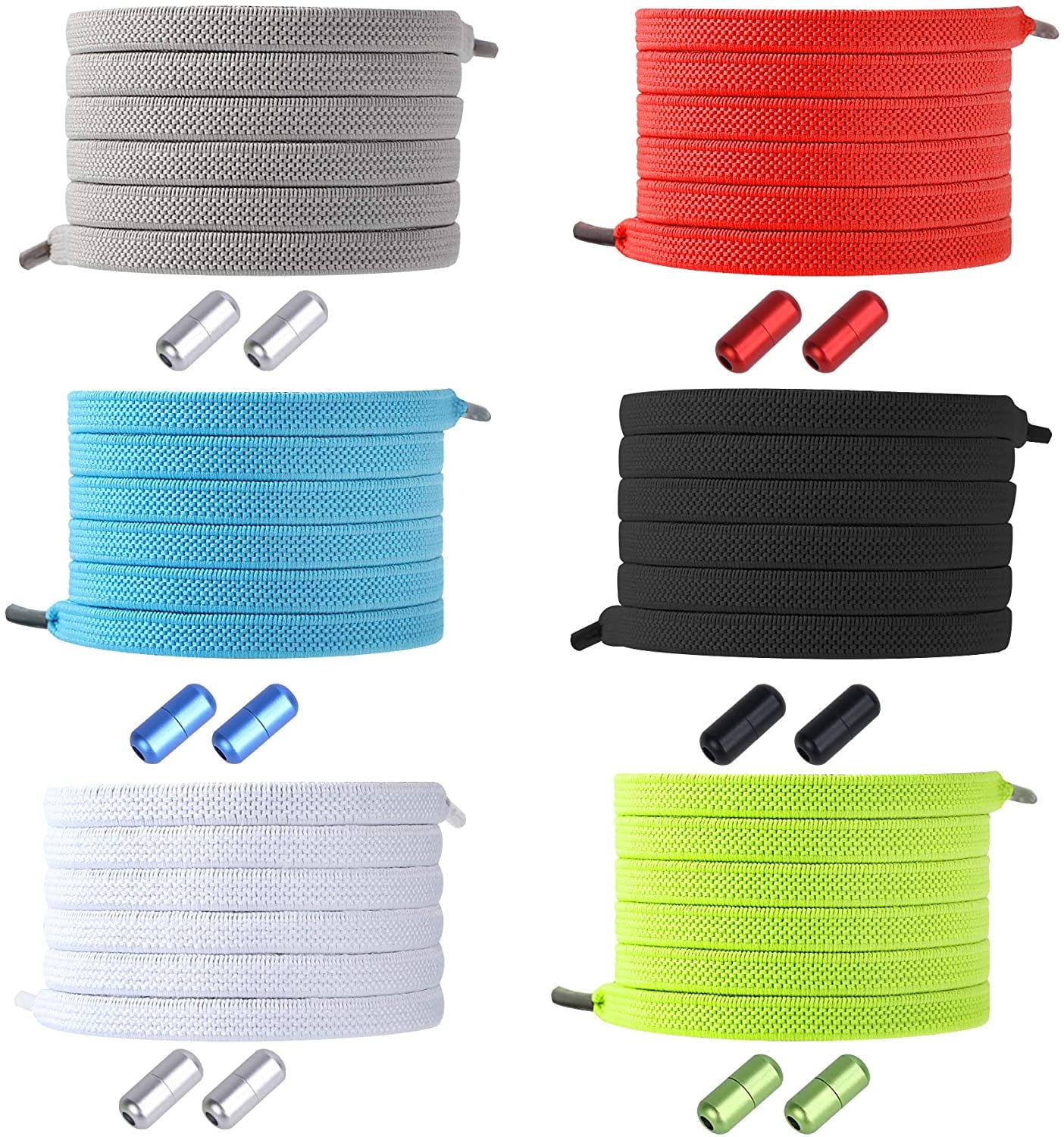 4Pairs No Tie Elastic Shoe Laces Adjustable Tieless Shoelaces, One Size Fits All Adult & Kids(Black, White, Red, Pink) Black, white, red, pink