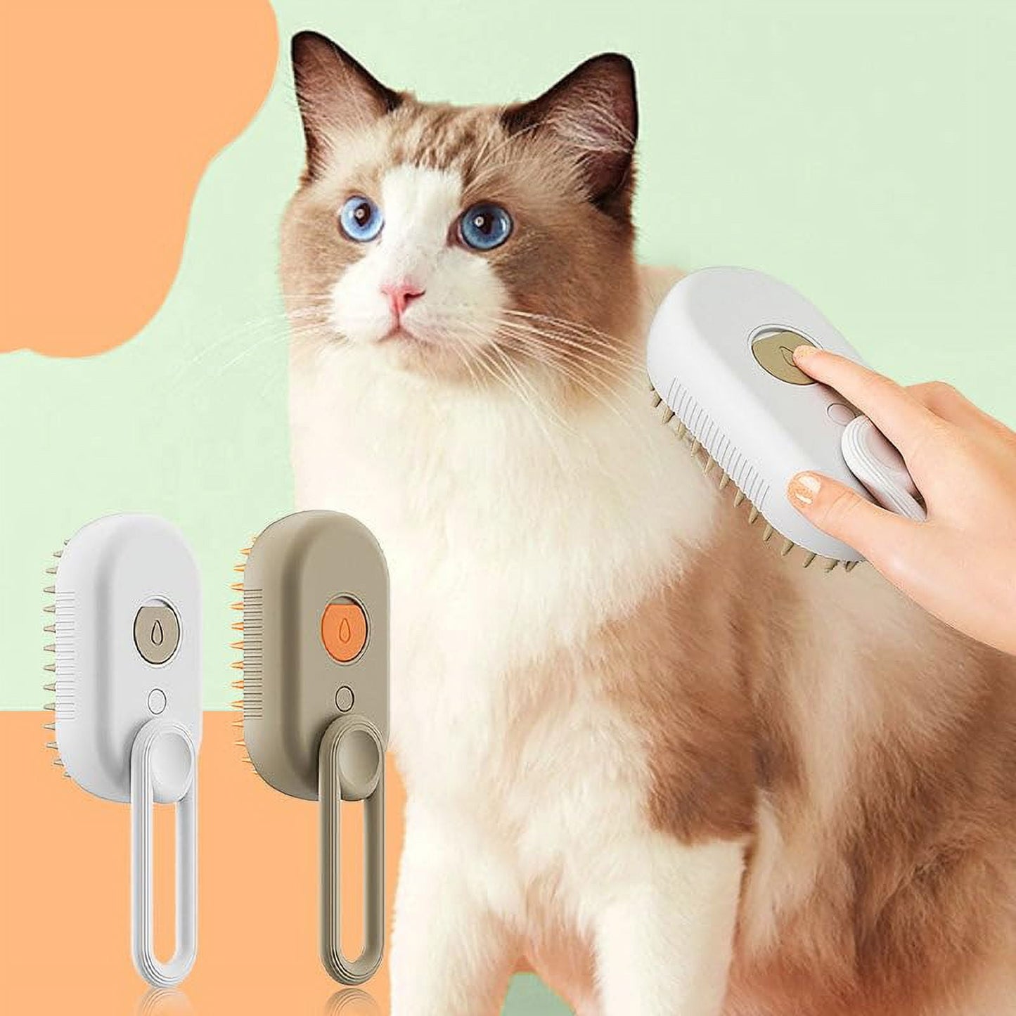 Cat Steam Brush, 3 in 1 Self Cleaning Cat Steamy Pet Brush Steamer Brush for Massage for Removing Tangled and Loosse Hair (2PCS Light Green) Light Green