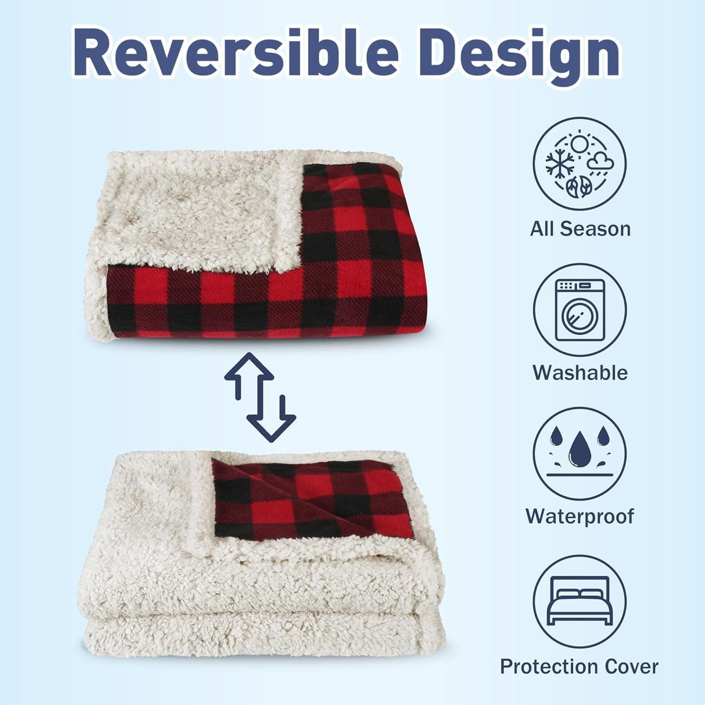Pawsse Waterproof Pet Blanket, Pee Urine Proof Dog Blanket Cover for Couch Bed Furniture Protector, Liquid Proof Blanket for Small Medium Dogs, Buffale Red/Tuape, 50” x 60”. Buffale Red/Tuape