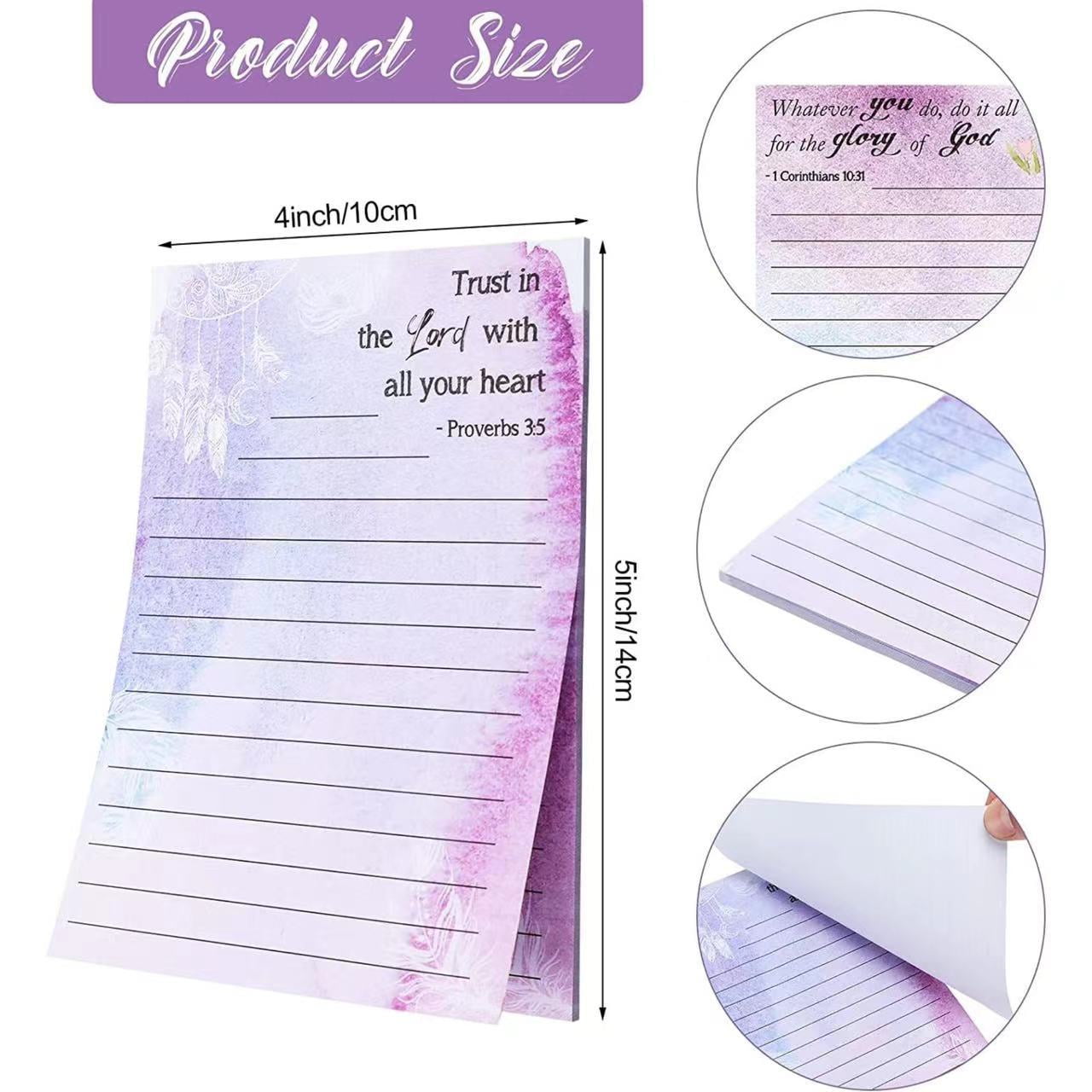 8 Pack Christian Notepads Inspirational Floral Design Adhesive Sticky Note Pads Religious Bible Verse Quotes Notepads for Writing Notes Diary Lists Schedules, 4 x 5 Inch (Fresh Style)
