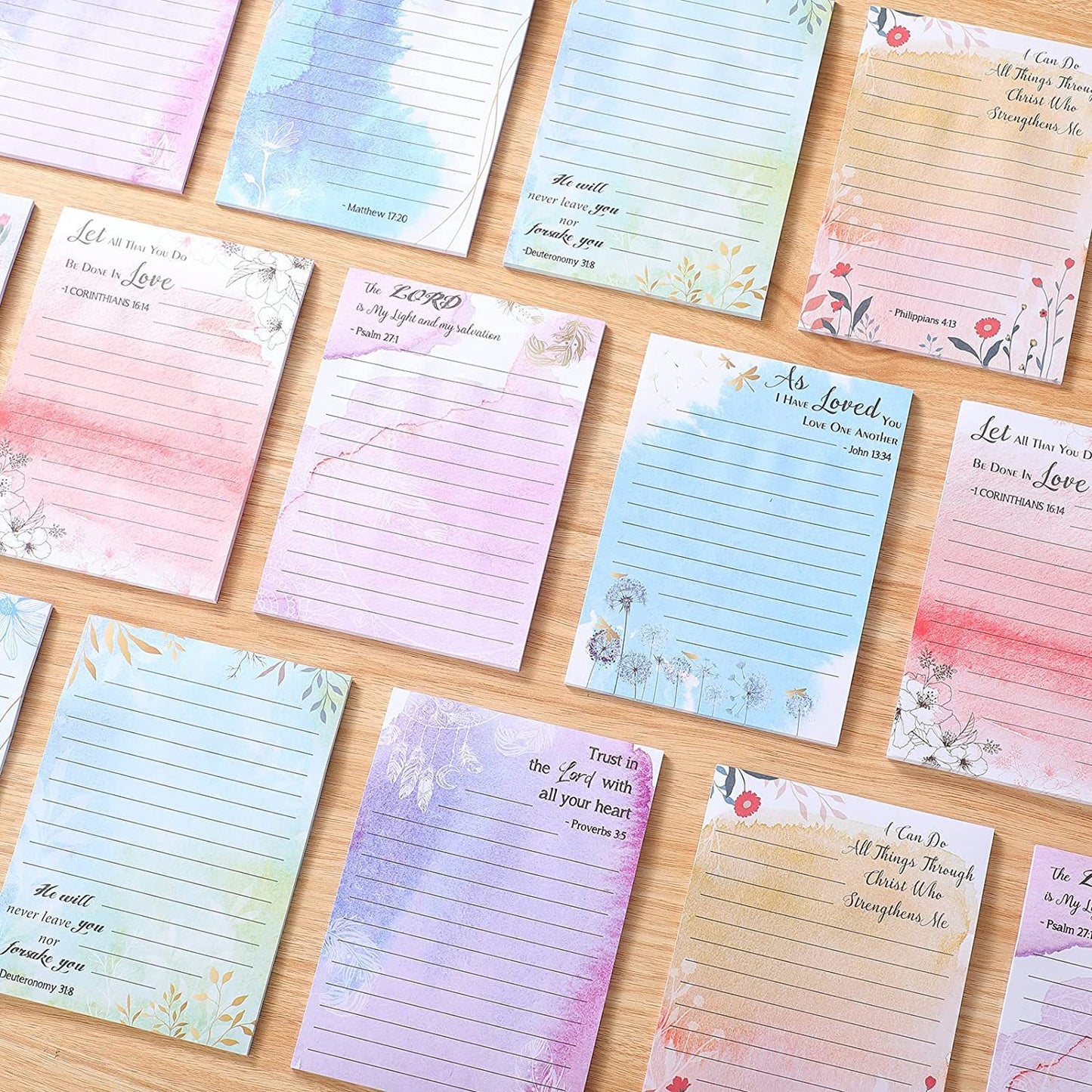 8 Pack Christian Notepads Inspirational Floral Design Adhesive Sticky Note Pads Religious Bible Verse Quotes Notepads for Writing Notes Diary Lists Schedules, 4 x 5 Inch (Fresh Style)
