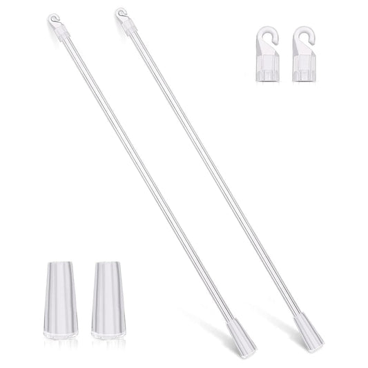 Tutuviw Blind Wand Vertical Blinds Replacement Parts,2PCS White Fiberglass Blinds Stick Replacement with Hook and Handle Curtain Stick Blind Tilt Wand for Window Opener Accessory (12 Inch)