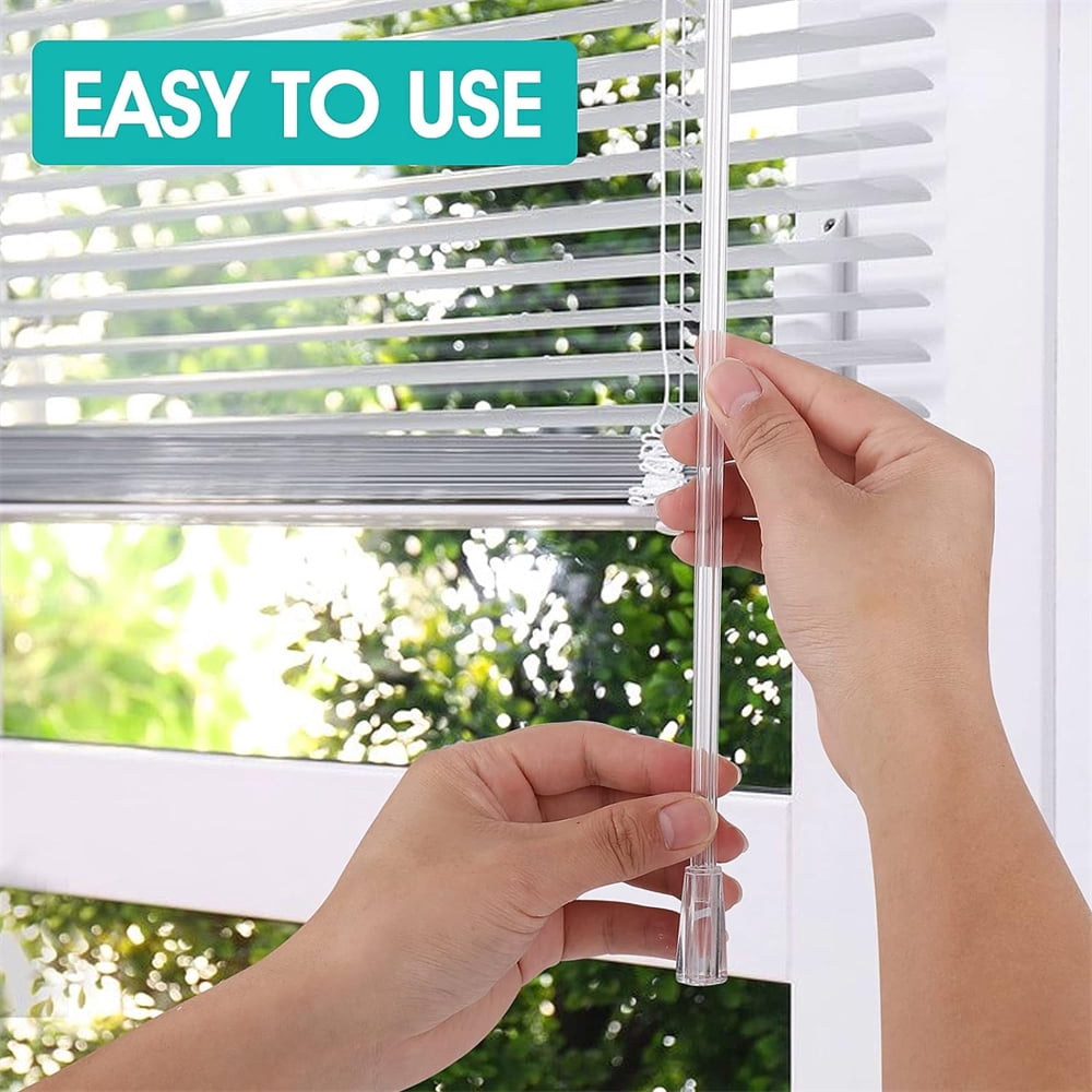 Tutuviw Blind Wand Vertical Blinds Replacement Parts,2PCS White Fiberglass Blinds Stick Replacement with Hook and Handle Curtain Stick Blind Tilt Wand for Window Opener Accessory (12 Inch)