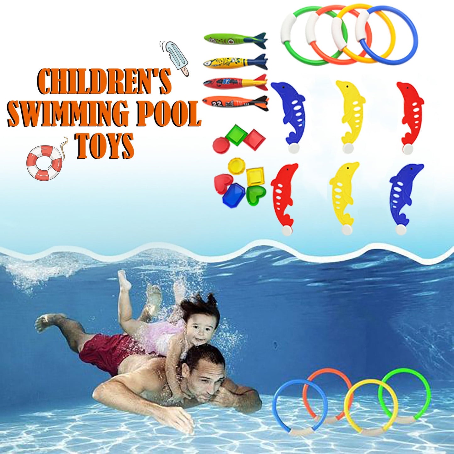 Diving Underwater Swimming Colorful Pool Sink Training Diving ToyFor Man And Woman B