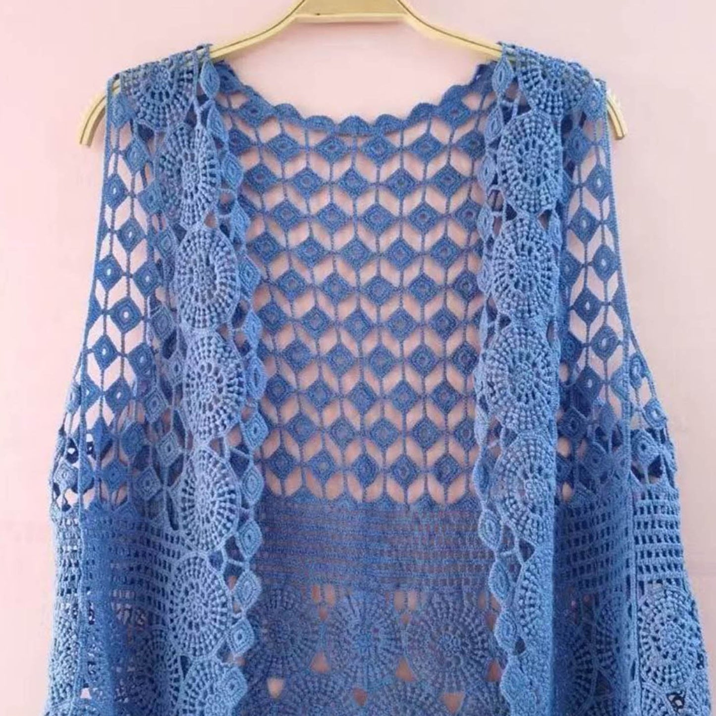 Women Vest Women's Sleeveless Knitted Hollow Vest Retro Crochet Cardigan for Summer Spring Autumn Sleeveless Cardigan One Size Coffee