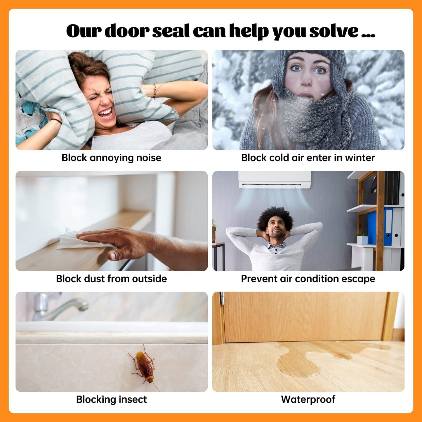 Door Draft Stopper, 37 Inch Under Door Sweep Bottom Blocker with Rubber Seal Strip, Under Door Seal for Exterior/Interior, Soundproof Weather Stripping Door Seal(White) 1PC Brown