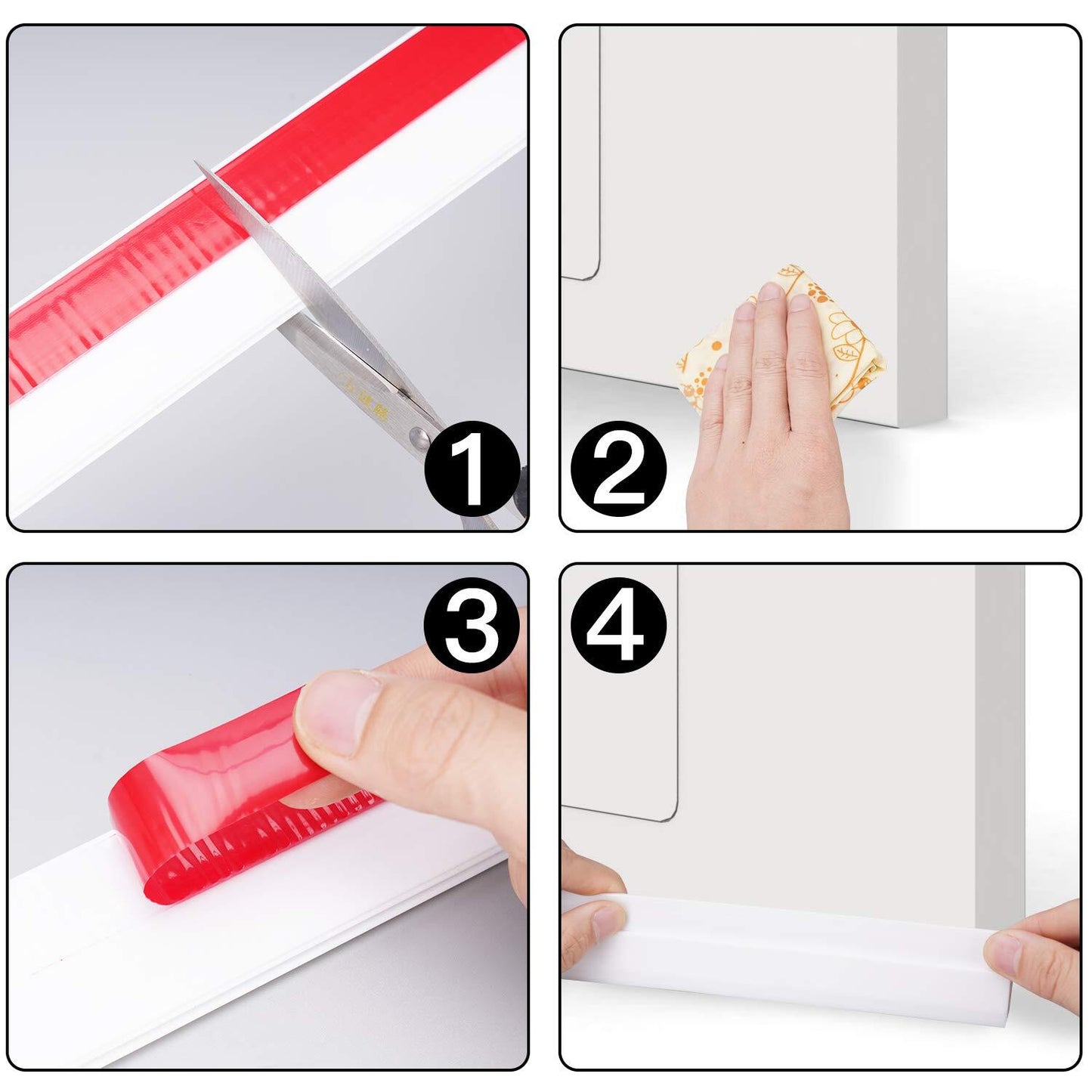 Door Draft Stopper, 37 Inch Under Door Sweep Bottom Blocker with Rubber Seal Strip, Under Door Seal for Exterior/Interior, Soundproof Weather Stripping Door Seal(White) 1PC White