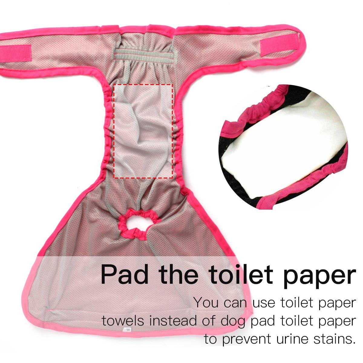 Comfortable Dog Underwear Dog Diapers Pants Male Female to Put On/Off Breathable Physiological Pants Reusable Sanitary Panties for Small to Large Dogs Pet (1pcs, Pink, XL) XL Pink