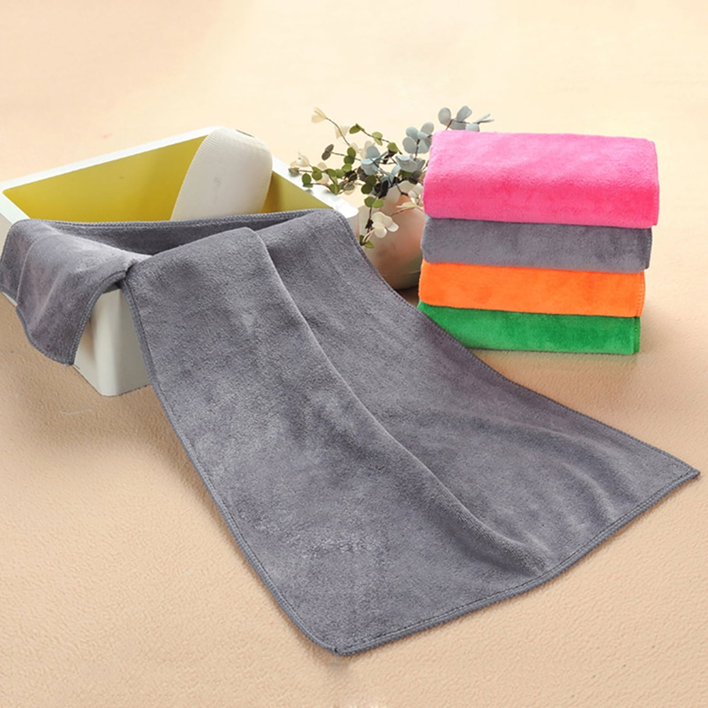 1Pc Microfiber Hair Towel Soft Super Absorbent Microfiber Microfiber Hair Towel Wraps Women for Gym Black