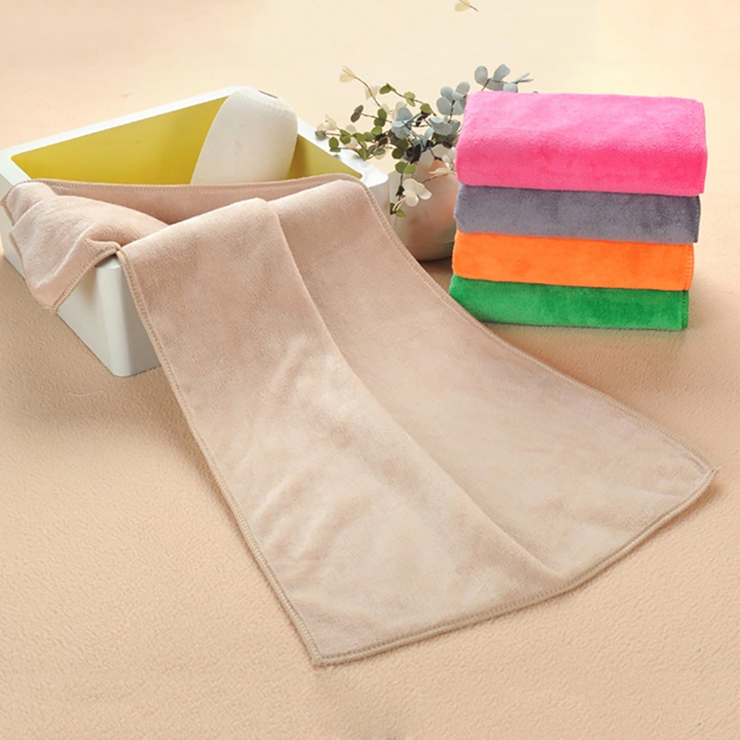 1Pc Microfiber Hair Towel Soft Super Absorbent Microfiber Microfiber Hair Towel Wraps Women for Gym Light Pink