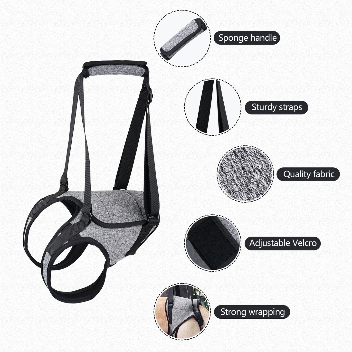 Dog Sling for Large Dogs Hind Leg Adjustable Dog Lift Harnesses For Walking/Climbing Pet Auxiliary Slings for Elderly, Disabled Dogs S