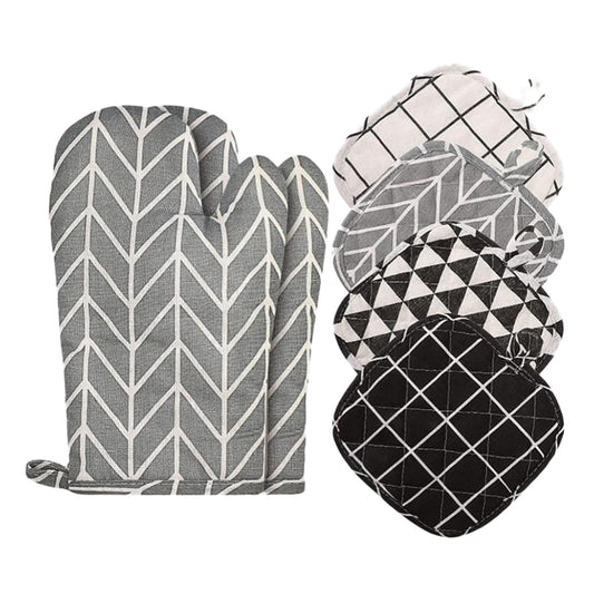 Poaug Oven Mitts on Sale Clearance 2Pc Oven Gloves Grill Gloves Slippery Cooking Gloves for Cooking Baking Grilling Yellow Grey
