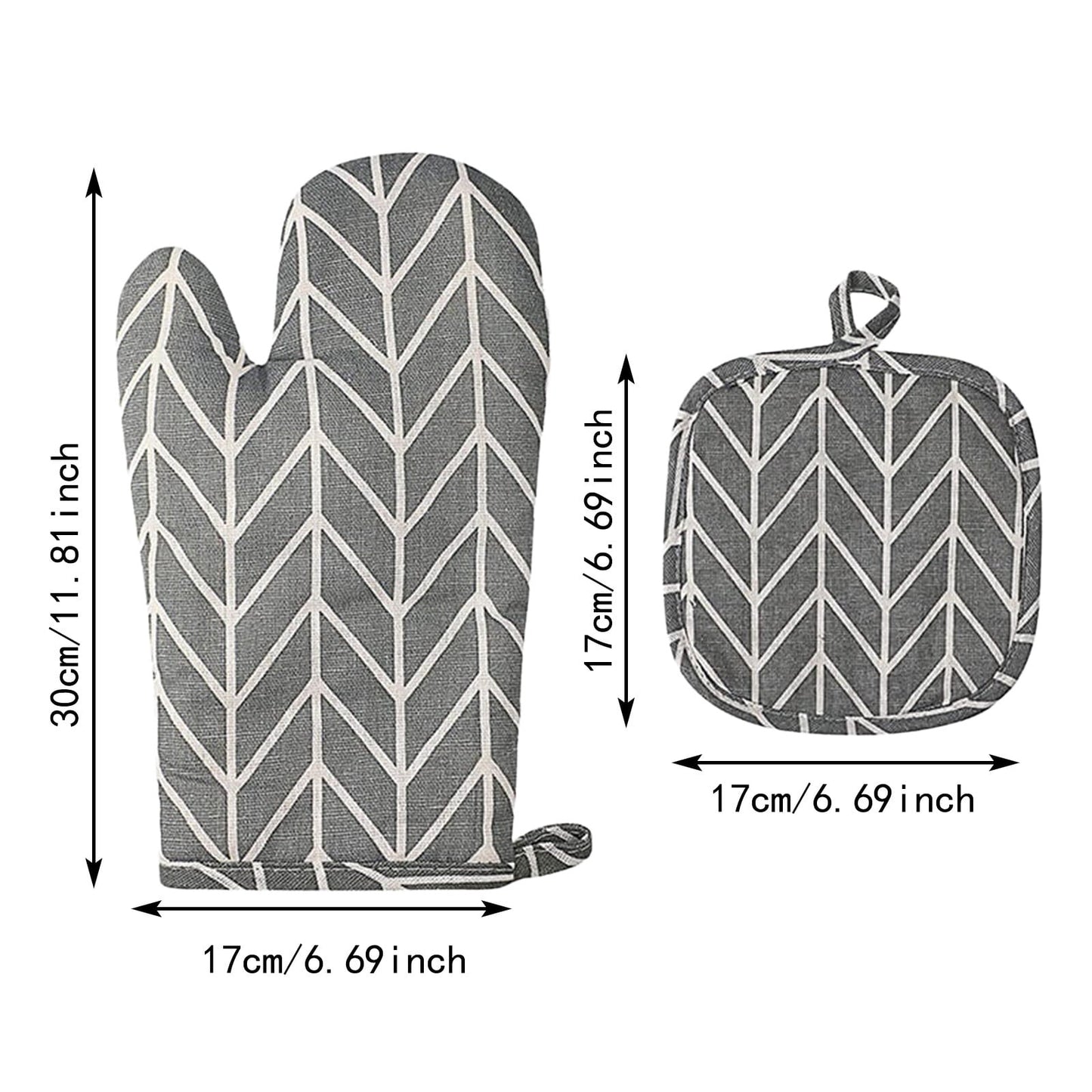 Poaug Oven Mitts on Sale Clearance 2Pc Oven Gloves Grill Gloves Slippery Cooking Gloves for Cooking Baking Grilling Yellow Grey