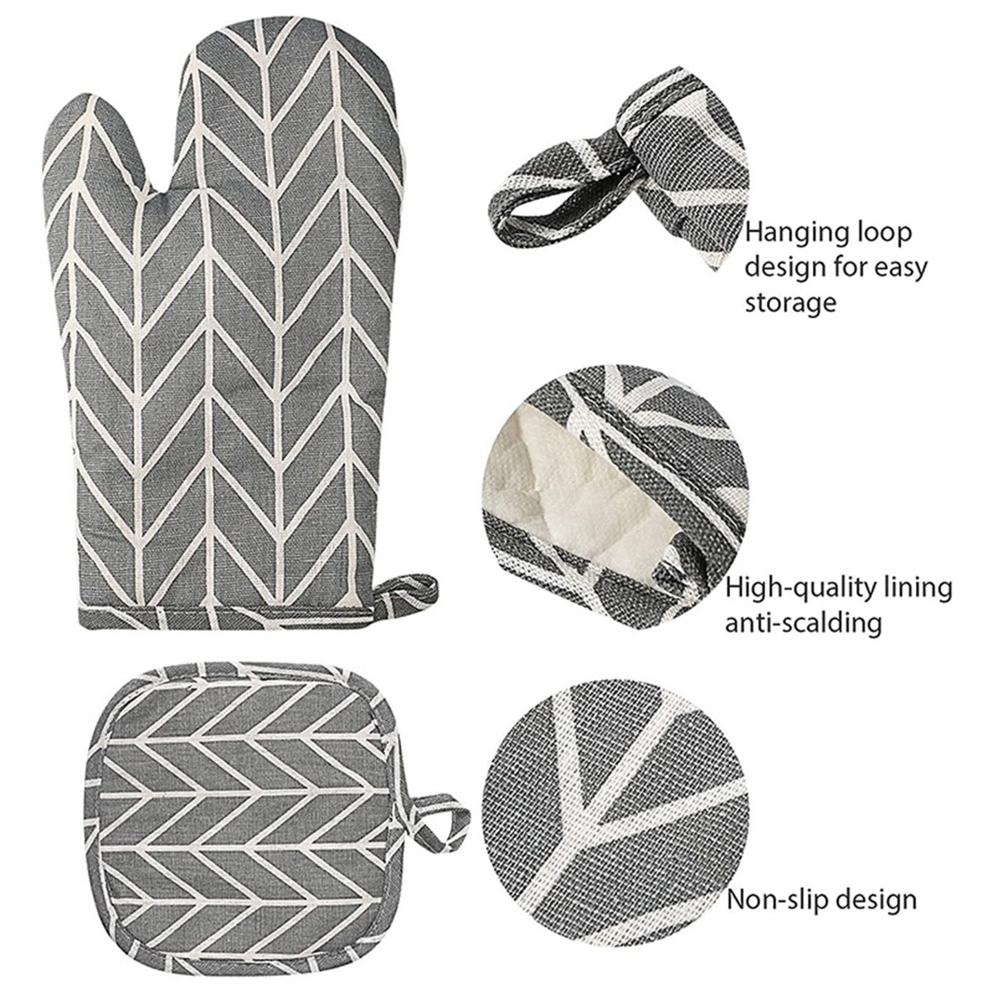 Poaug Oven Mitts on Sale Clearance 2Pc Oven Gloves Grill Gloves Slippery Cooking Gloves for Cooking Baking Grilling Yellow Grey