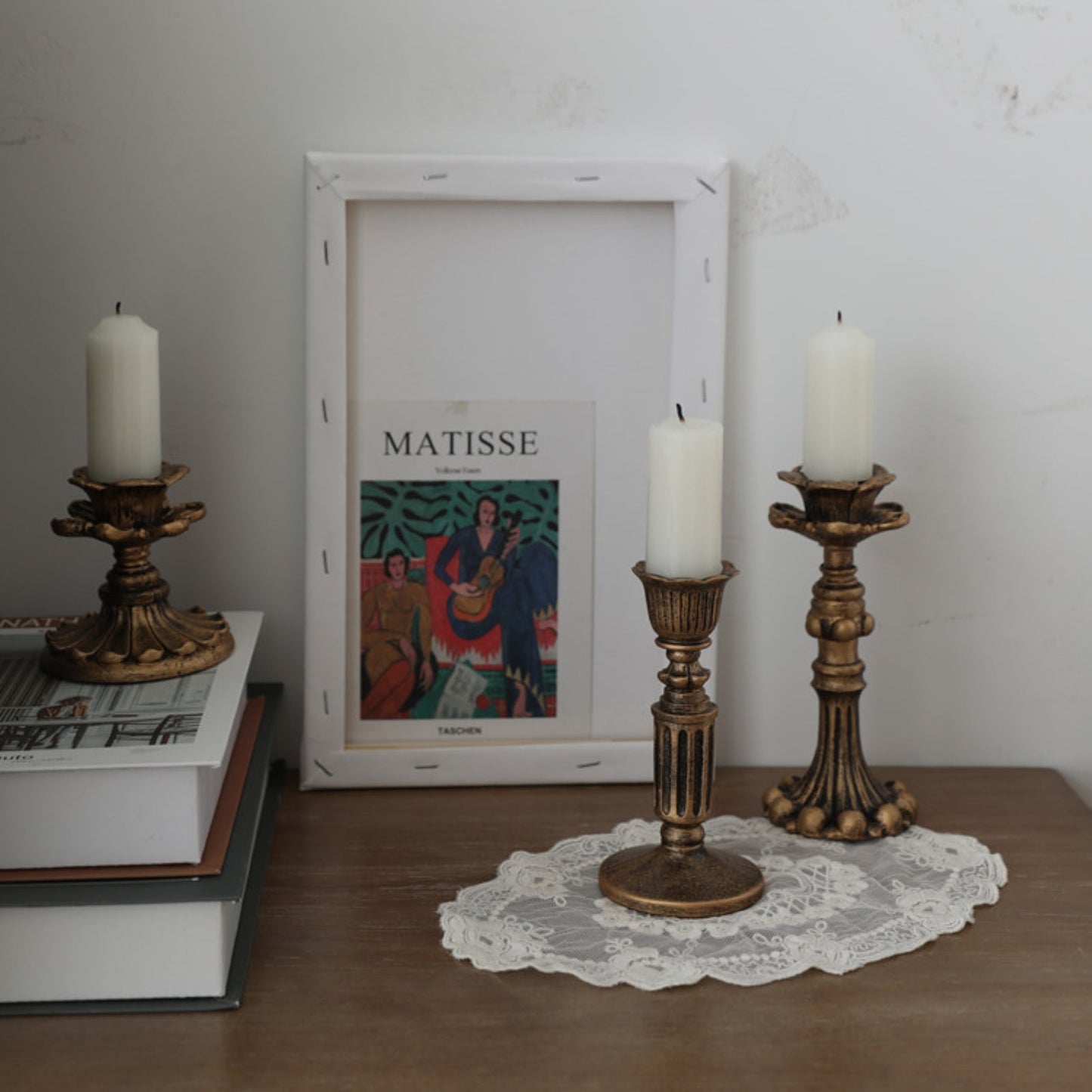 Visland Candlestick Holders , Brass Gold Candlestick Holder Set Candle Stick Holders Decorative Candlestick Stand for Wedding Party Dinning as shown 096