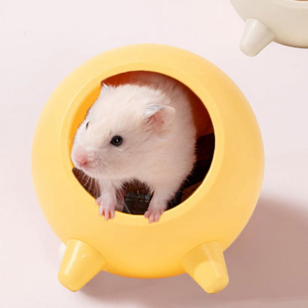Visland House Semi-closed Keep Warm Burrowing Comfortable Hamster House Large Hideout for Hedgehog Chinchilla Bear Dragon nest Hamster Accessories Yellow